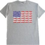 A grey color shirt with USA flag on the white background